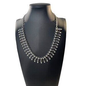 Plunder Silver Tone Dangle Charm w/ Faux Pearl Accents Chain‎ Collar Necklace